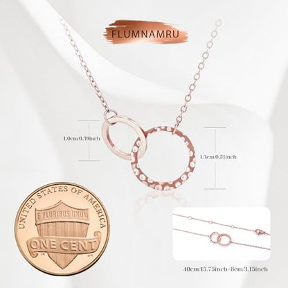 Minimalist Stainless Steel Single or Two Circular Hammered Texture Pendant Necklace for Women, 14K Gold/Silver/Rose Gold Plated Hypoallergenic Stackable Layered Collarbone adjustable Chain Necklace, Dainty Layering Necklace Jewelry Gift - style: Rose Gold