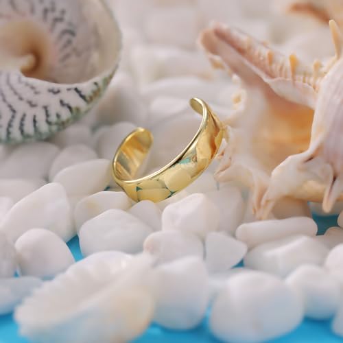 PLOMFOV 14K Gold Filled Gold Toe Rings for Women Adjustable Toe Rings Non Tarnish Solid 14K Real Gold Toe Ring - style: Band
