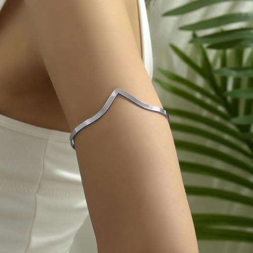 Harry and Henry Arm Cuff Gold Upper Arm Jewelry for Women Adjustable Open Cuff Bangle Bracelets Armband Jewelry Summer Outfits for Women 2026 - color: B:Silver Arm Cuff