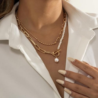 Pearl Look Necklace for Women, Layered, Bar Pendant, Bridal Wedding, Wedding Guest, Prom, And Formal Events, Gift Accessories