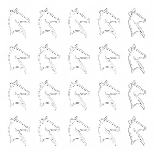 UNICRAFTALE Butterfly Flower Charms Stainless Steel Charms Back Bezel Pendants Metal Charms Animal Charms for DIY UV Resin Pressed Flower Crafts Necklace Bracelet Jewelry Making - style: Animal Horse