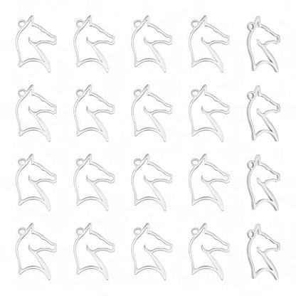 UNICRAFTALE Butterfly Flower Charms Stainless Steel Charms Back Bezel Pendants Metal Charms Animal Charms for DIY UV Resin Pressed Flower Crafts Necklace Bracelet Jewelry Making - style: Animal Horse
