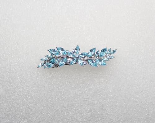 Faship Aqua Rhinestone Crystal Small Floral Hair Barrette Clip - color: Aqua