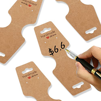 200PCS Bracelet Display Cards Necklace Holder Cards Self Adhesive Jewelry Packaging Selling Card for Small Business (Brown, 1.8x4.7 inches) - color: Brown
