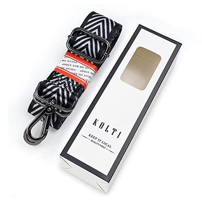 Kolti Purse Strap Replacement Crossbody Handbag Stripe Wide Adjustable - color: Gun Buckle-232