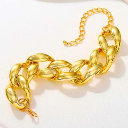 Chunky Choker Necklace Cuba Link Hip Hop Necklaces Punk Necklace Chain for Women - color: Gold
