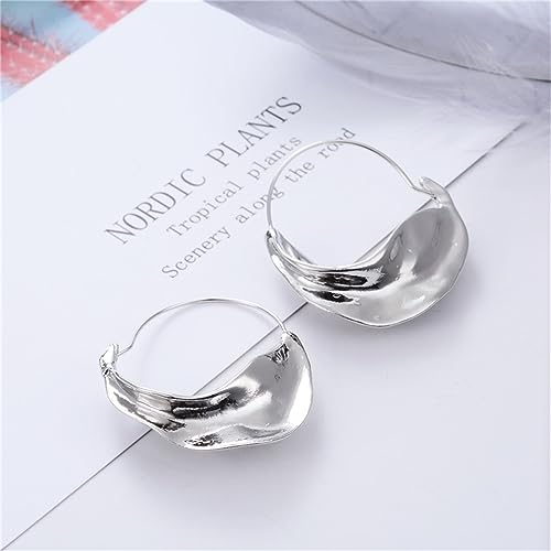 Chunky Basket Hoop Earrings for Women Gold Silver Plated Hypoallergenic Statement Large Irregular Metal Flower Basket Round Hammered Dangle Earrings for Trendy Jewelry Gifts