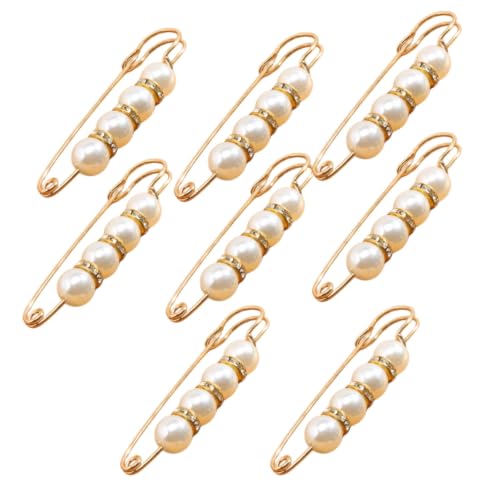 Faux Pearl Brooch Set for Women, Sweater Shawl Clips with Safety Pin Clasp, Clothing Accessories for Dresses, Cardigans, Scarves, and Hats - color: white, size: 8