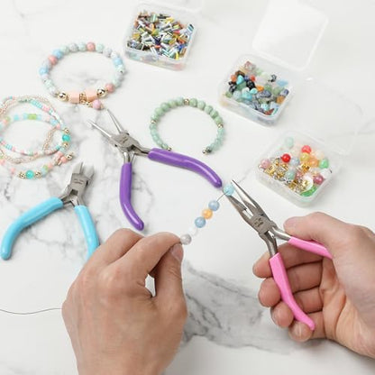 Mr. Pen- Pliers for Jewelry Making, 3 Pack, Chain Nose | Round Nose Pliers Set and Wire Cutter for Beading, Wire Wrapping, Jump Rings, Jewelry Repair, Crafting, DIY - color: Candy Colors