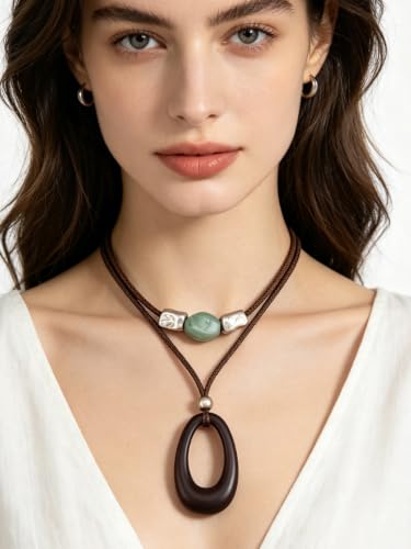 Chunky Pendant Necklace for Women Vintage Boho Necklaces Choker Layered Statement Necklaces Bohemian Jewlery Gifts - style: Large Pendant Necklace Women
