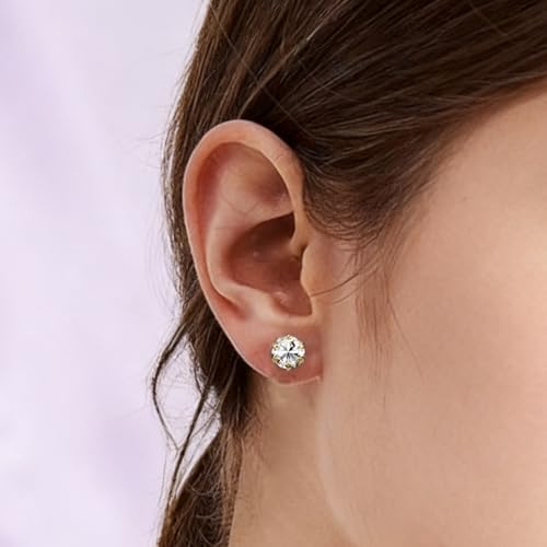 6/12 Pairs Silver Gold Stainless Steel Stud Earrings Set for Women Men | Hypoallergenic, 3 4 5 6 7 8 mm CZ, Lightweight, 14K Gold Plated Surgical 316L, Cubic Zirconia, Multiple Piercing Jewelry - color: Glod-6Pairs