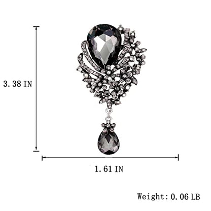 seven wolves Women Crystal Bouquet Brooch Pin All-Match Accessories Rhinestone Brooches and Pins - color: Black B