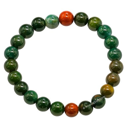 Amazing Gemstone Bloodstone Crystal Bracelet for Women Men's Gifts - Protection Healing Crystal Bracelet - 8mm Gemstone Beaded Stretchable Bracelet Pulseras Para Hombres Mujer Stocking Stuffers Mothers Day Gift - color: Bloodstone