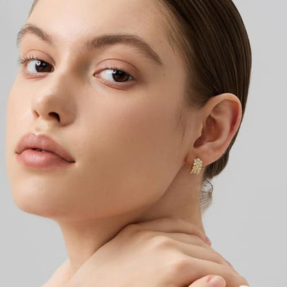 18K Gold Plated Huggie Hoop Earrings for Women, 925 Sterling Silver Post, Hypoallergenic Small Earrings - color: Bezel Huggies