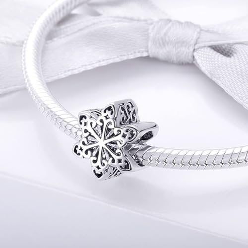 BISAER 925 Sterling Silver Charms for Bracelets Cat Dog Sloth Animal Beads Butterfly Fairy Heart Dangle Pendant Charms - color: Snowflake