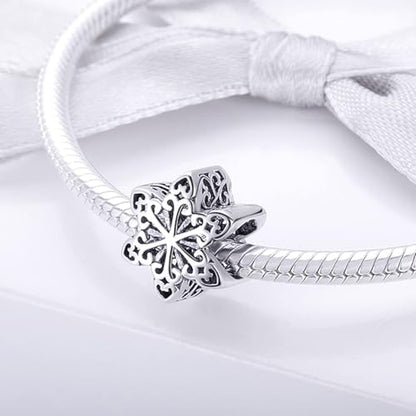BISAER 925 Sterling Silver Charms for Bracelets Cat Dog Sloth Animal Beads Butterfly Fairy Heart Dangle Pendant Charms - color: Snowflake