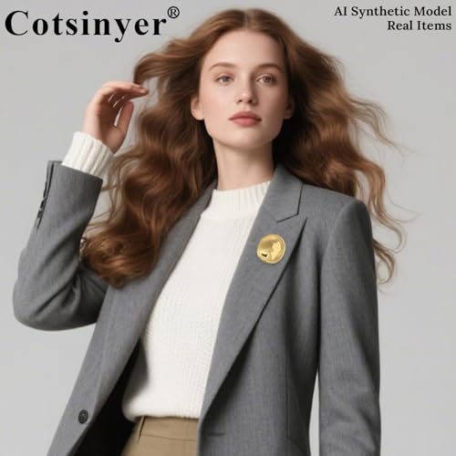Stainless Steel Brooch Pin for Women & Men,Lapel Pin | Minimalist Statement Elegant Geometric, Sweaters Coat Suit Shawl Collar Shirt Coat Jacket Hat Dress Swim, Velvet Bag & Box - style: Circle-Gold