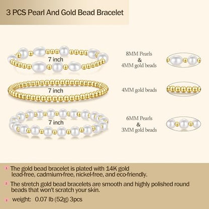 Badu Gold Beaded Bracelets for Women Boho Crystal Multiple Layered Stackable Wrap Bangle Set Paperclip Chain Trendy Jewelry - color: Style-3