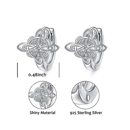 S925 Sterling Silver Celtic Knot Earrings for Women Irish Good Luck Drop Dangle Hook Earrings - style: Huggie