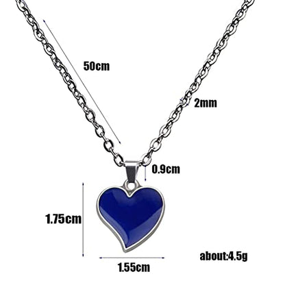 Temperature Sensing Color Changing Pendant Necklace Love Heart Butterfly Turtle Dolphin Moon Star Mood Necklace for Girl Women Gift - color: Love Shape
