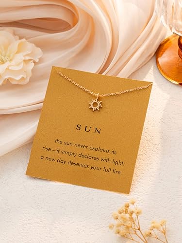 Baydurcan Dainty Gold Necklace for Women Ankh Mom Jesus Sun Star Necklace | 14K Gold Plated Pendant Necklaces Gifts for Friends Sister Mother, Birthday, Christmas, Graduation, Inspirational Gifts - style: Sun