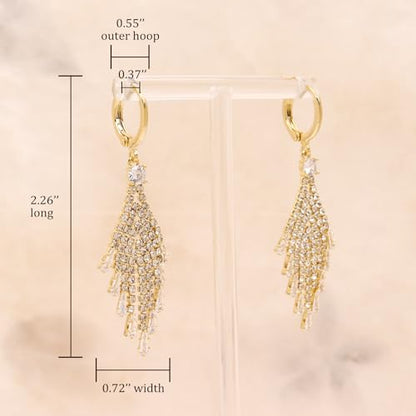 Jean Beau Drop Hoop Earrings for Women, Fasion Jewelry Gift - color: Gold Tassel