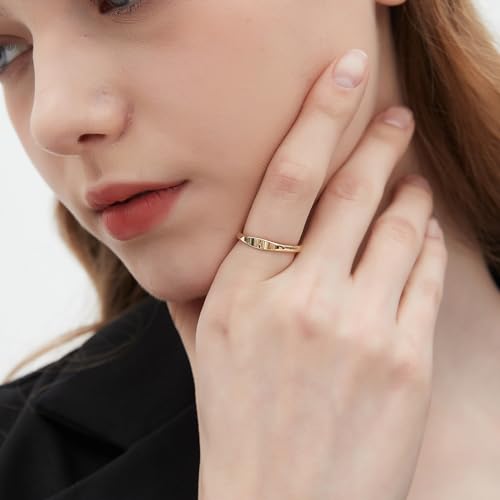 Gold Initial Rings for Women Non Tarnish Thumb Rings for Teen Girls 14K Gold plated for Women - color: B