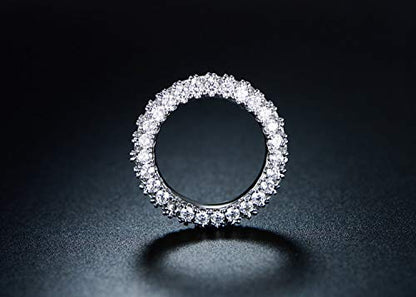 Barzel Womens 3 Row Eternity Ring Wedding Band 18k White Gold or Rose Gold Plated Cubic Zirconia Eternity Band Ring Jewelry - color: Silver