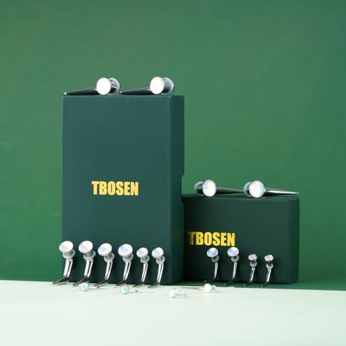 TBOSEN 18PCS Stainless Steel Stretching Kit Taper Bend Expander O-Ring Round | Flower | Heart | Cat Top Body Piercing Jewelry Set - color: Aurora Round Top,Silver