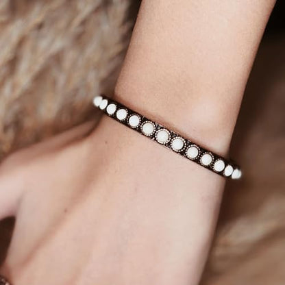 Montana West Rustic Couture's Bohemian Turquoise Cuff Bangle Bracelets for Women Cowgirl - color: White Smoke