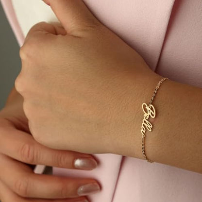 Custom Ankle for Women for Women 18K Gold Plated Adjustable Name Anklet Customized Beach Anklet Gifts - color: Name Anklet with Cable Chain