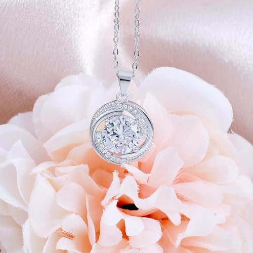 Sterling Silver Pendant Necklace Charms Hypoallergenic Fashion Jewelry Dainty Valentines Day Birthday Gift for Women - style: Circle CZ
