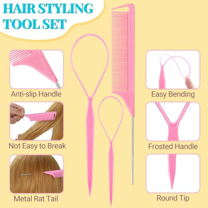 IKOCO 826PCS Hair Accessories for Girls, Elastic Hair Ties with Colorful Clips and Tools - color: Pink