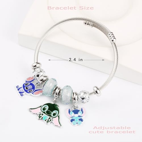 YouLuo Cute Necklace Charm Bracelet Set,Personalized Jewelry Gift for Women | Cute Charm Bracelet, Adjustable Stainless Steel Bracelet, Anime Cartoon Accessories Bracelets for Women Gift and Friendship - color: Black