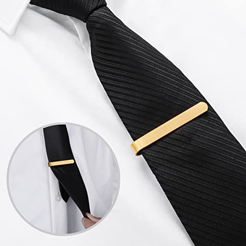 HAWSON Skinny Tie Clip Bar Set, 2 Inch Tie Clip for Men - Wedding, Meeting, Party Gift Set - color: B-4 pcs Brushed Gold