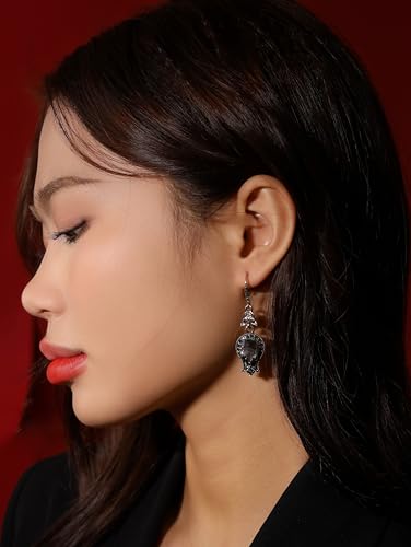 Christmas Halloween Red Heart Shaped Pattern Alloy Earrings, Gothic Antique Style Jewelry for Women - style: Earrings EARR.001