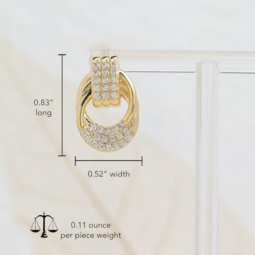 Jean Beau Chunky Gold Stud Earrings for Women Trendy Gold Plated Dangle Drop Prom Birthday Fashion Office Jewelry Gift - color: Gold CZ