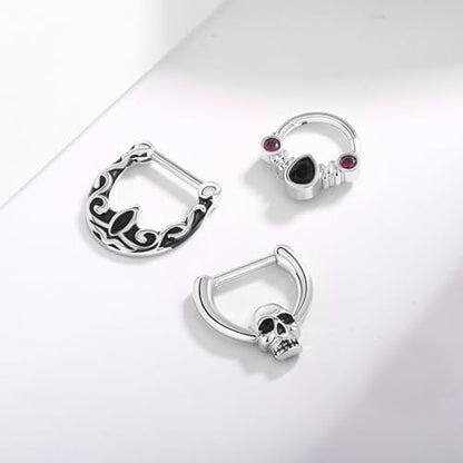 15PCS 14K Gold Plated Nose Rings Studs Set for New Piercing Beginners - color: 3pcs-Silver-septum rings