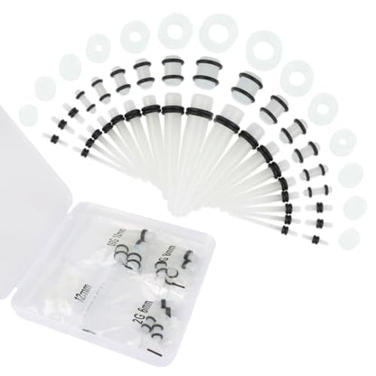 50 Pcs Ear Stretching Kit, Acrylic Gauges for Ears 14G-00G | Lightweight Tapers+ Plugs+ Silicone Tunnels, Gauge Stretching Kit, Piercing Earring Jewelry for Men, Women, Starter Expanders - color: Glow in the Dark