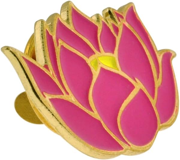 PinMart Flower Trendy Enamel Lapel Pin - color: Pink Lotus, size: 1 Piece