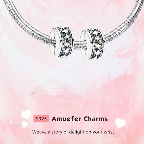 Clip Stopper Spacer Charms for Bracelets Necklaces, Compatible with Pandora,Jewery Making DIY - style: Twinkling Pavé Clip