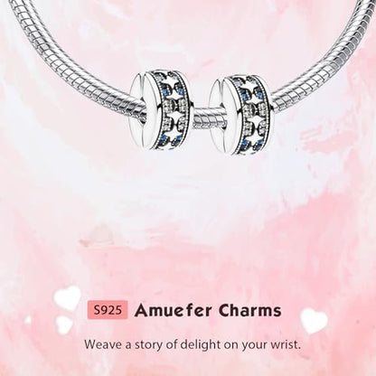 Clip Stopper Spacer Charms for Bracelets Necklaces, Compatible with Pandora,Jewery Making DIY - style: Twinkling Pavé Clip