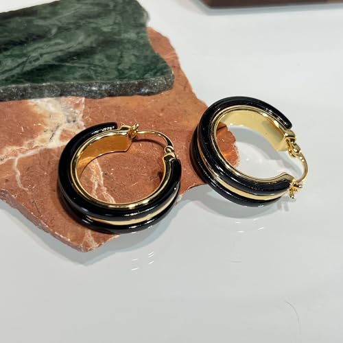 14K Gold Plated Chunky Hoop Earrings for Women Vintage Leopard Print Hoops Large Round Hoop Earrings Jewelry - style: Hoop H