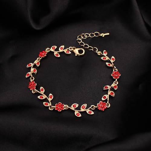 Austrian Crystal Rhinestone Choker Necklace Dangle Earring Link Bracelet Jewelry Set for Brides Bridesmaid Prom Costume Accessories for Women - color: Siam-Gold Plated