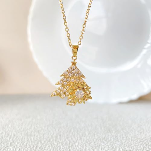 Sunflower Fidget Necklace for Women Gold Moon Necklace Rotating Heart Necklaces Spinning Crystal Flower Anxiety Necklaces Crescent Moons Jewelry Accessories - color: Gold Tree