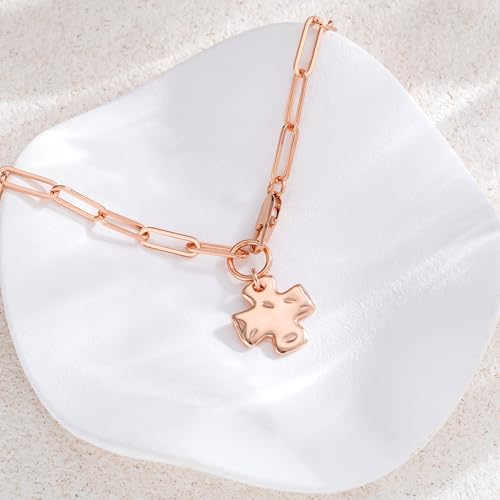 CHESKY Cross Necklace for Women, 14K Gold/Silver Plated Paperclip Necklace | Chunky Cross Necklace, Statement Pendant Charm Necklace, Gold Jewelry for Women, Fashion Accessories - color: Rosegold