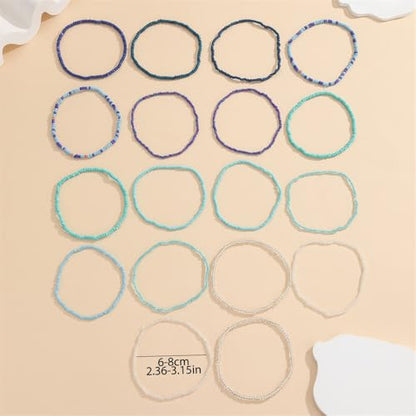 18Pcs Boho Stackable Beaded Bracelets for Women Colorful Handmade Multilayered Rice Beads Anklets Set Summer Beach Bohemian Jewelry Gift - color: Style 1 Blue