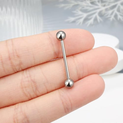 Ruifan Grade 23 Titanium Internally Threaded Nipple Piercing Jewelry Barbell Ring PA Tongue Rings Nipple Straight Body Piercing Jewelry for Women Men 16G 14G 12G 8G 6G 4G 2G - size: 14GA - 3/4" (19mm)