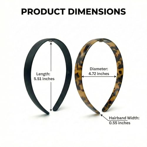 2 Pack Headbands for Women Tortoise Shell Hair Band Acetate Resin Fashion Hair Accessories Style A