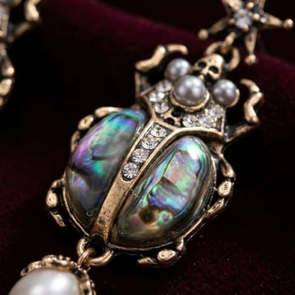 Whimsical Beetle Scarab Drop Dangle Earrings for Women, Gothic Vintage Inspired Jewelry Gift for Birthday Anniversary - style: beetle-stud